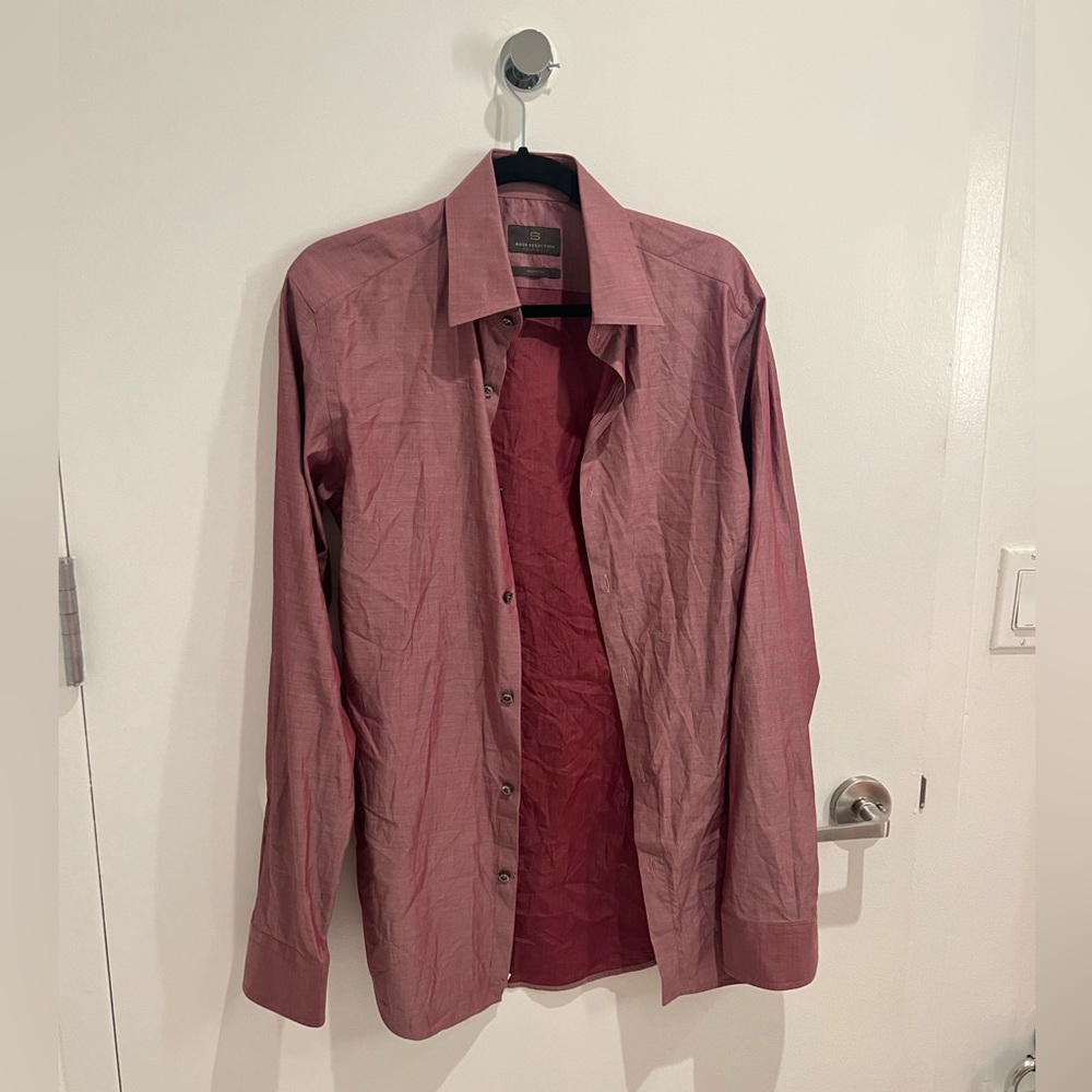 Men’s Pastel Mauve Long Sleeve Dress Shirt Hugo Boss